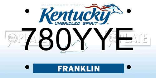 780YYE Kentucky License Plate