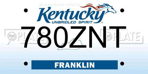 780ZNT Kentucky License Plate