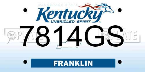 7814GS Kentucky License Plate