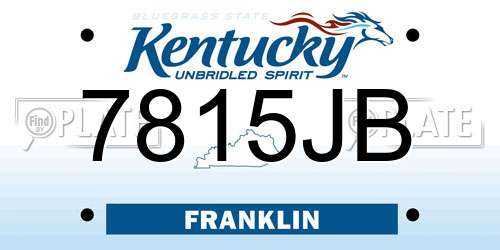 7815JB Kentucky License Plate