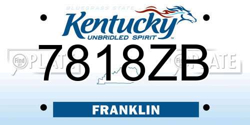 7818ZB Kentucky License Plate
