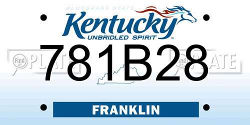 781B28 Kentucky License Plate
