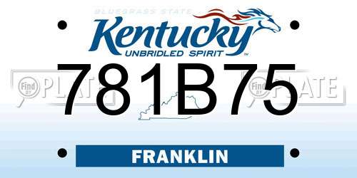 781B75 Kentucky License Plate