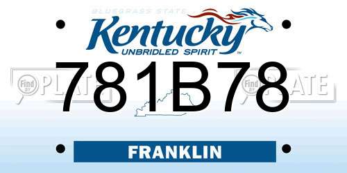 781B78 Kentucky License Plate