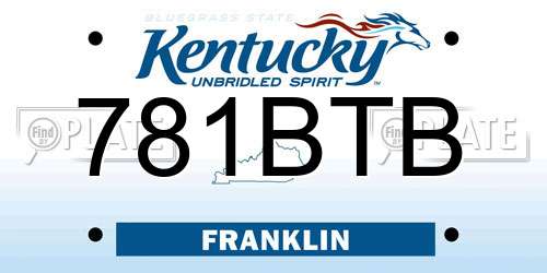 781BTB Kentucky License Plate