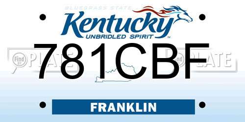 781CBF Kentucky License Plate