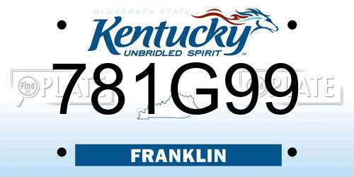 781G99 Kentucky License Plate