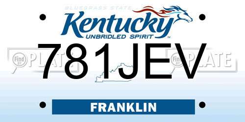 781JEV Kentucky License Plate