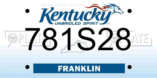781S28 Kentucky License Plate
