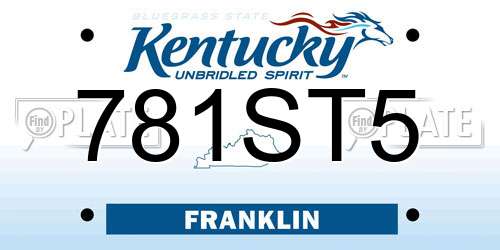 781ST5 Kentucky License Plate