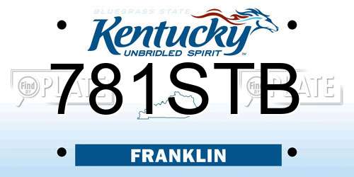 781STB Kentucky License Plate