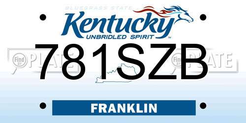 781SZB Kentucky License Plate