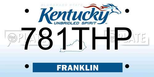 781THP Kentucky License Plate