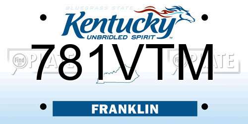 781VTM Kentucky License Plate
