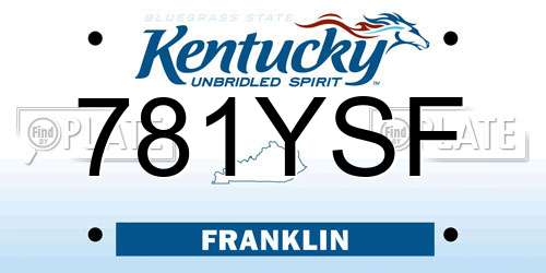 781YSF Kentucky License Plate