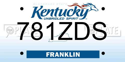 781ZDS Kentucky License Plate