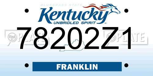 78202Z1 Kentucky License Plate