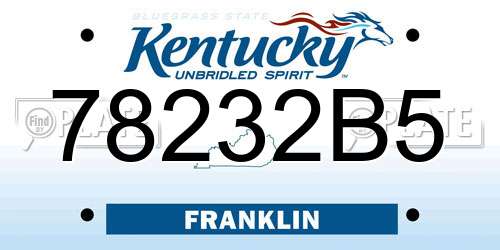 78232B5 Kentucky License Plate