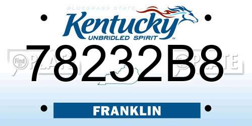 78232B8 Kentucky License Plate