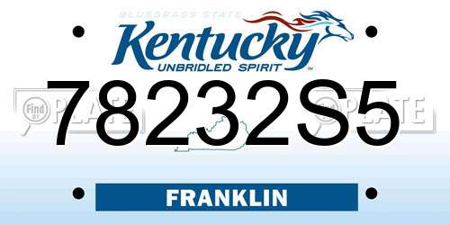 78232S5 Kentucky License Plate