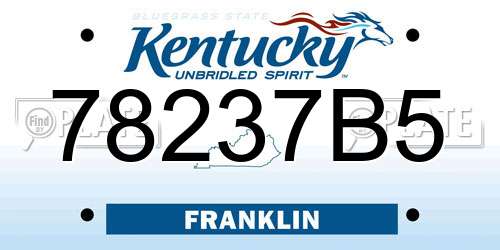 78237B5 Kentucky License Plate