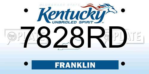 7828RD Kentucky License Plate