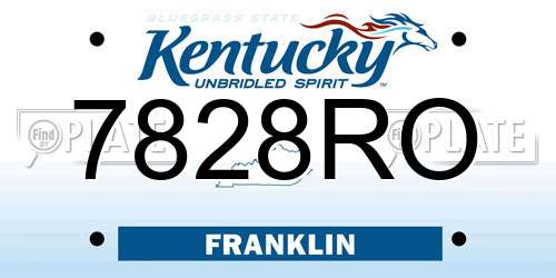 7828RO Kentucky License Plate