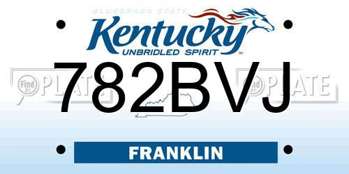 782BVJ Kentucky License Plate