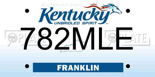 782MLE Kentucky License Plate