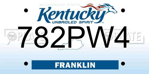 782PW4 Kentucky License Plate