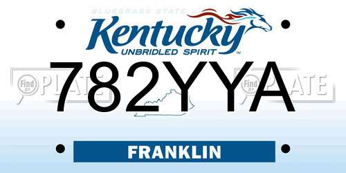 782YYA Kentucky License Plate