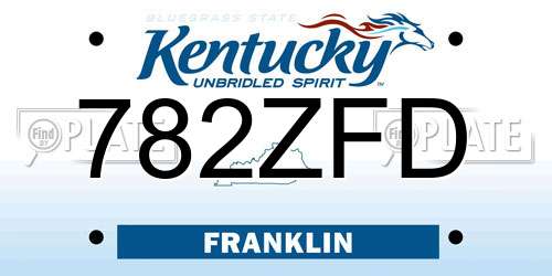782ZFD Kentucky License Plate