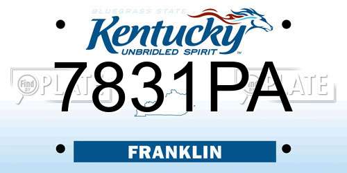 7831PA Kentucky License Plate