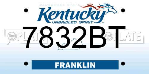 7832BT Kentucky License Plate