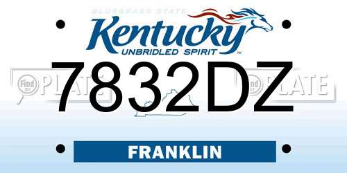 7832DZ Kentucky License Plate