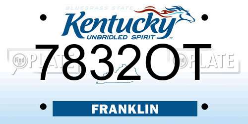 7832OT Kentucky License Plate