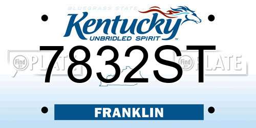 7832ST Kentucky License Plate