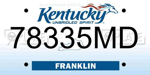 78335MD Kentucky License Plate