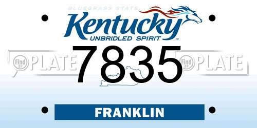 7835 Kentucky License Plate