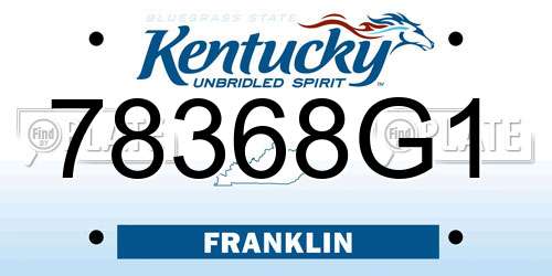 78368G1 Kentucky License Plate