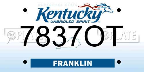 7837OT Kentucky License Plate