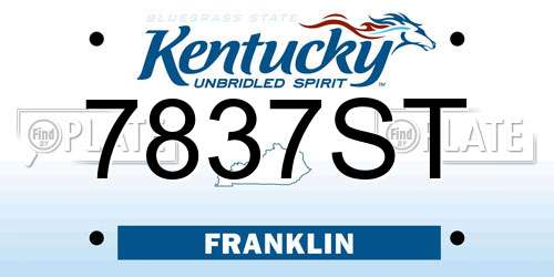 7837ST Kentucky License Plate