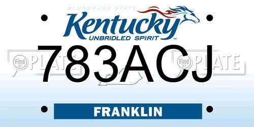 783ACJ Kentucky License Plate
