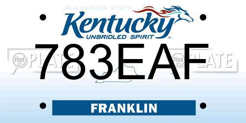 783EAF Kentucky License Plate
