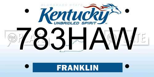 783HAW Kentucky License Plate