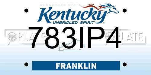 783IP4 Kentucky License Plate