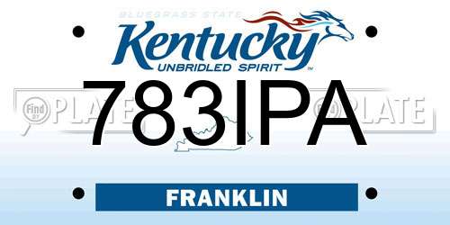 783IPA Kentucky License Plate