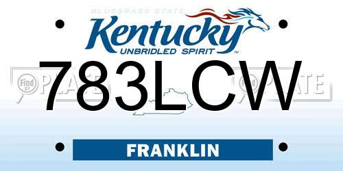 783LCW Kentucky License Plate