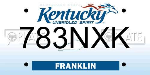 783NXK Kentucky License Plate