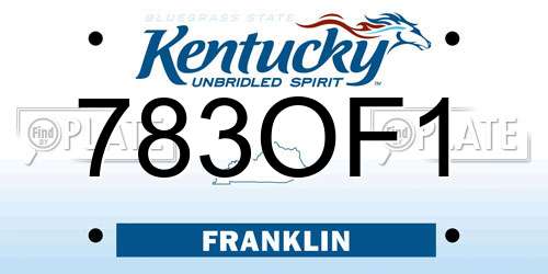 783OF1 Kentucky License Plate